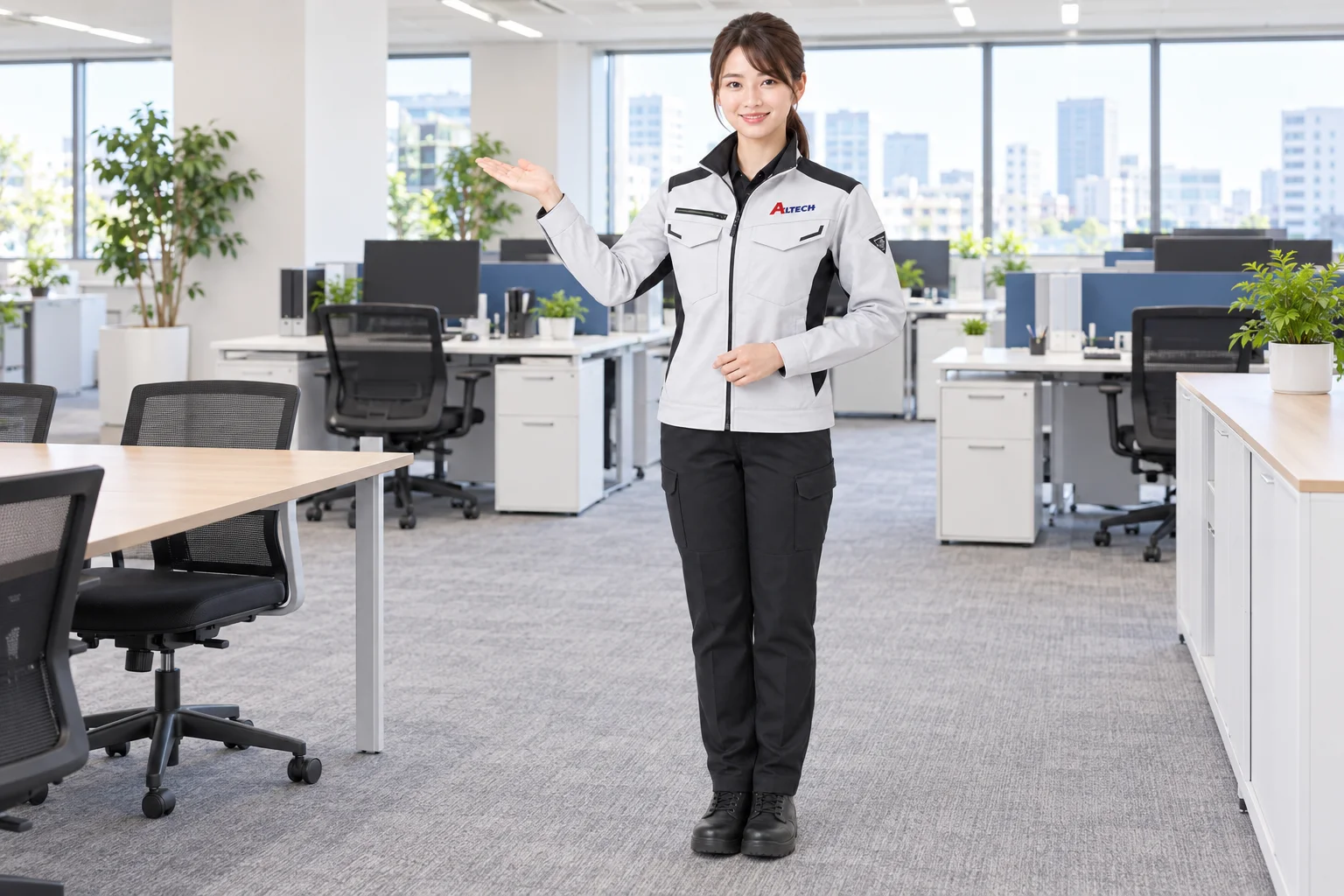アルテックの制服を着たスタッフ