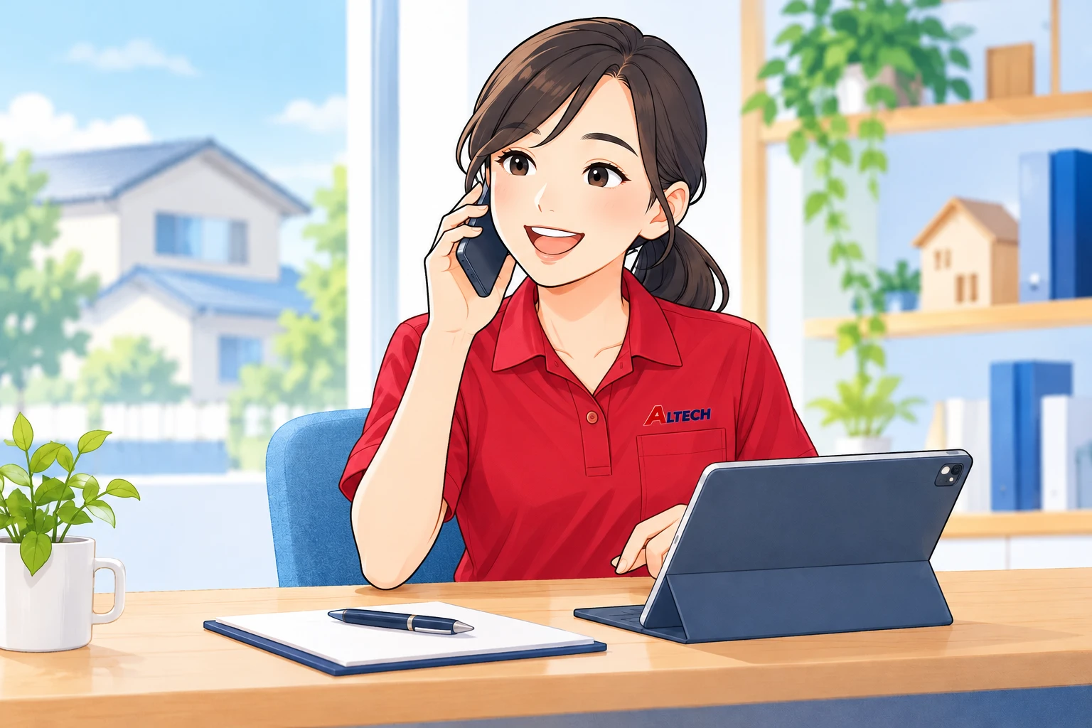 電話で相談を受けるスタッフのイラスト