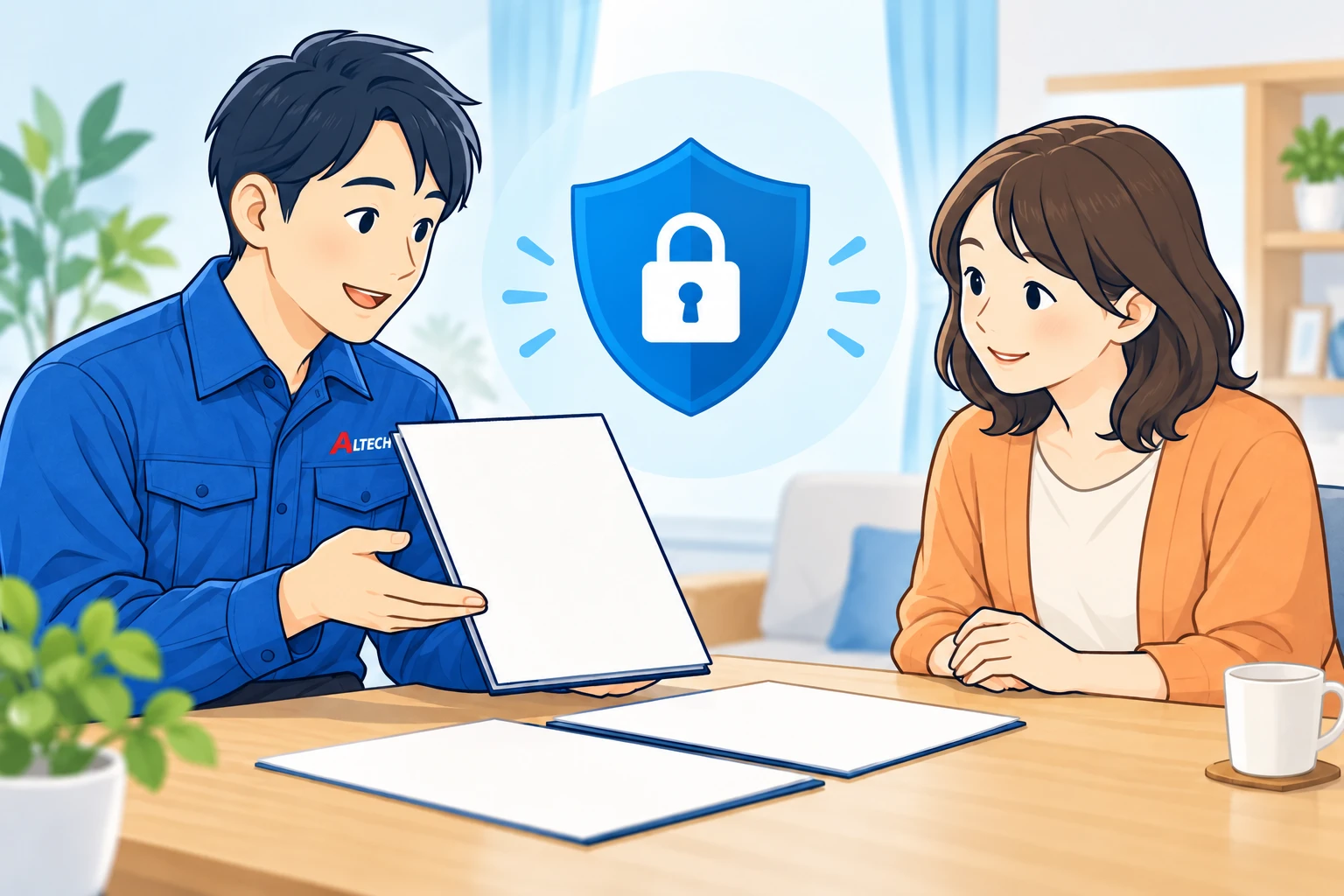 個人情報と安心なコミュニケーションを守るイラスト