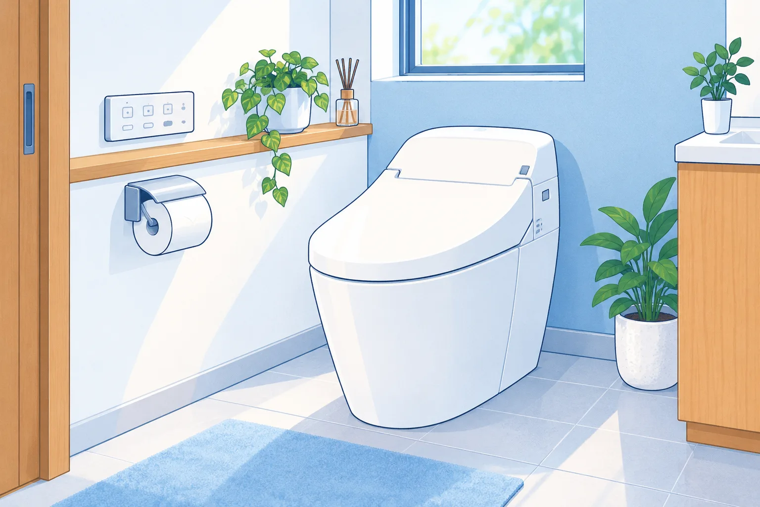清潔なトイレ設備のイラスト