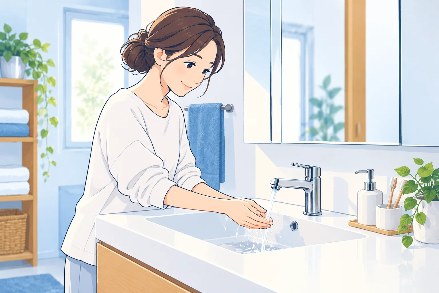 水栓と洗面台のイラスト